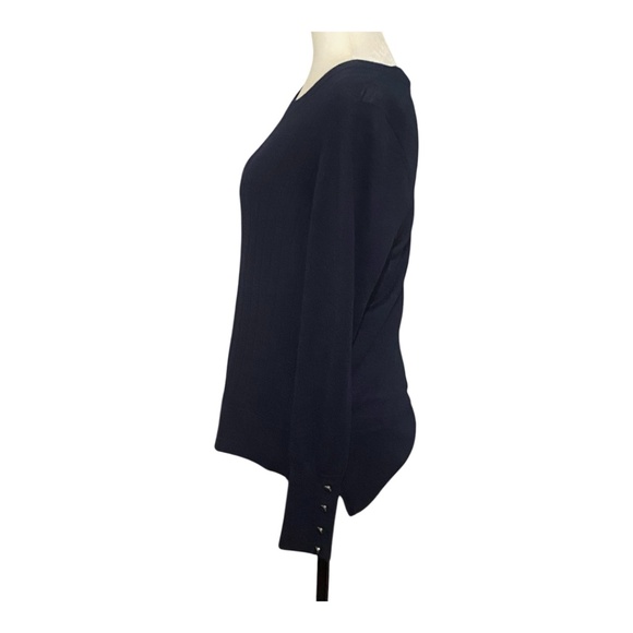 Tahari merino wool blend navy sweater. Sz L - Picture 5 of 14